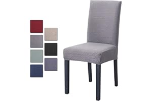 O'woda 6 Pezzi Coprisedia con Schienale Microfibra, Universale, Moderno Coprisedia Elastico, Lavabile, Morbido e Resistente, per Sala da Pranzo, Nozze, Hotel, ECC. (Grigio Chiaro)