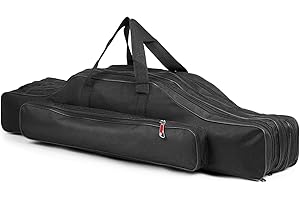 Doorslay 3 Couches Sac de Canne à pêche Portable Canne Pliante étui de Transport Moulinet de pêche Sac de Rangement étui