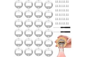 DBALL 26 sztuk otwieraczy do butelek, półfabrykat, okrągłe wkładki do otwierania piwa, wkładki do samodzielnego montażu, zestaw ze śrubami i śrubokrętem, do kuchni, baru, restauracji, otwieracza do