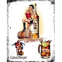 Captain Morgan Spiced Rum Metal Wall Plaque Sign - Vintage Retro Bar Pub Man Cave Decor