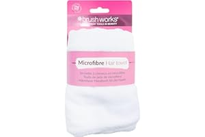 Brushworks Microfibre Hair Towel – Ultra-Absorbent, Frizz-Reducing & Quick-Drying Towel for All Hair Types | Soft Microfibre Hair Wrap with Button Fastener | Cruelty-Free & Vegan