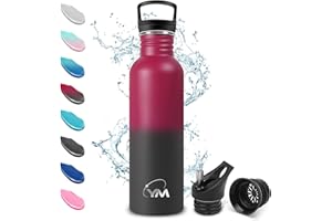 KollyKolla Trinkflasche 1l Edelstahl, Wiederverwendbare, Einwandig, Licht, Trinkflasche Metall mit Strohhalm, BPA-frei, Wasserflasche Auslaufsicher, für Erwachsener, Kinder, Camping, Schule, Sport