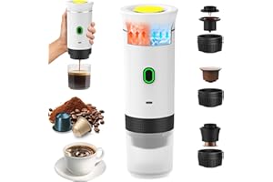 Umisu Machine à Café Portable, 3 en 1 Cafetières Expresso à Capsules et Café Moulu Machine à Expresso Électrique Chauffage Rapide pour Bureau Voyage Camping Maison (Blanc)