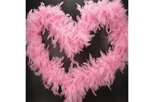 BAYMETY Pink Feather Boa, 6.56Ft Feather Boa Baby Pink Fancy Dress For Adults Kids Natural Turkey Feather Boa Light Pink Party Fluffy Boa Feather Scarf For Pride Parade Wedding Bachelor Halloween Christmas