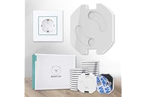 Protector enchufes para bebes de BEARTOP | para encolar | mecanismo de seguridad especial | seguridad bebe hogar | tapa enchufes para bebes, cubre enchufes bebe, protege enchufes bebe | kit seguridad