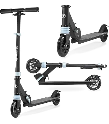 Vkechh Trottinette pour enfant, avec roues LED et 4 hauteurs réglables, pliable, antidérapante et stable, bleue