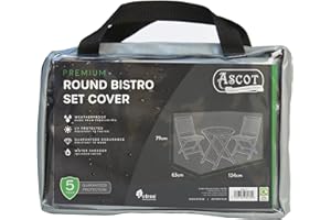 ASCOT GARDEN FURNITURE COVERS Ascot Premium Bistro set cover-small - 124 X 63 X 79 (H) cm Modern Grey