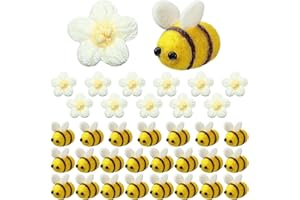 DBUWQIPS 36 Stück Bienen Filz Mini Deko Set - Filzbienen und Marienkäfer für DIY Handwerk Shop Kleidung Dekorationen