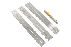 UPTTHOW 3 x Edelstahl-Papierreißlineal zum Schneiden von Papier auf gewellte Linien, gezackte und unregelmäßige Kanten, 30,5 cm Messwerkzeug für Ingenieurschule, Büro, Architekten und Zeichnen