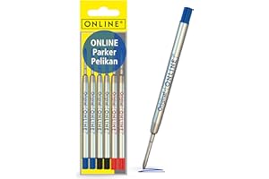 ONLINE 6 wkładów do długopisów niebieskich, czarnych, czerwonych, w formacie G2, grubość kreski średnia, pasuje do: Parker, Pelikan, Faber-Castell itp., bardzo wysoka jakość i trwałość, standardowe