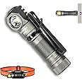 ACEBEAM H16 1000 High Lumens Rechargeable Led Headlamp, EDC AA Right Angle Flashlight, Pocket Mini Small Flashlight with Clip for Camping, Running, with Headband kit(Cool White 6500K)