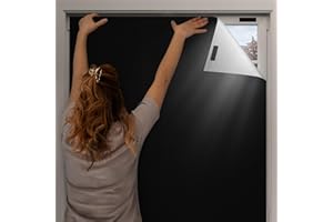 Valquid Blackout Blind, 200×145cm Temporary Blackout Blinds Stick on Window, Portable Blackout Blind with 10 Pairs Velcro – Blackout Curtains for Bedroom, Cut to Any Size or Shape