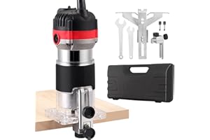JUSTOOL Fresadora Madera 1/4" Fresadora de Madera Profesional 800W 30000R / MIN Fresadora Eléctrica Mano Juego de Recorte Profesional para Trabajos de Artesanía en Madera