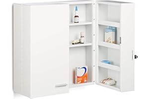 ‎RELAXDAYS Relaxdays Szafka na lekarstwa 10021071 XXL Premium zamykana, 2-drzwiowa, 11 przegródek, wys. x szer. x głęb. 53 x 53 x 20 cm, biała