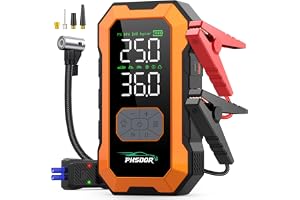 8000A 25000mAh Jump Starter with Air Compressor, 150PSI Car Jump Starter (ALL Gas/10L Diesel), 12V Car Battery Charger Jump Starter with Smart Jumper and LED Lights