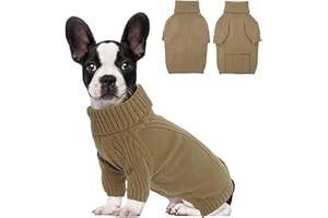 KATZINST Hundepullover Kleine Hunde, Hundepullover Dackel Weihnachten Hundepulli, Warm Rollkragen Strick Pullover für Hunde, Welpenpullover Hundepulli für Kleine Hunde Chihuahua, Gelbbraun S
