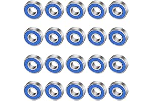 CODIRATO 20 Pièces Roulements à Billes Miniatures 608RS Roulements Longboard Roulements à Billes à Gorge Profonde Durable Roulements à roulettes pour 3D Printed Projects (Bleu)