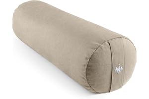 LOTUSCRAFTS Rullo yoga per Yin Yoga, certificato GOTS, rullo con imbottitura in farro, fodera in cotone lavabile, cuscino, cuscino pilates