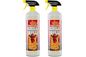 WOSHUP! Grill Bill – Grillreiniger in Industriequalität -1000 ml–für Gasgrill und Holzkohlegrill, Smoker und Backofen - Entfernt Eingebranntes Ruß Schmutz und Fett - Kaminscheibenreiniger (2x1 Liter)