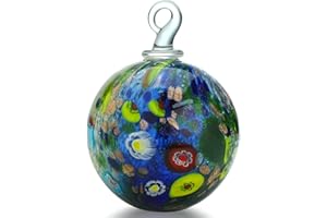 QFkris 4" Hand-Blown Glass Friendship Balls for Hanging Gardens Window Outdoor Gazing Ball Witch Balls Glass Ornament