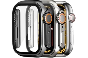 Dilhvy 2-pak etui do zegarka Apple Watch Screen Protector Series 9 8 7 45 mm 【Etui do Apple Watch Ultra/Ultra 2 Style】, ochronna osłona twarzy iWatch wygląda jak Ultra, z folią ze szkła hartowanego,