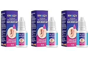 Knoxzy Sodium Bicarbonate Ear Wax Removal Drops, Clinically Tested Ear Drops, Ear Wax Softener for Clogged Ear Relief and Swimmer’s Ear - 10ml (Pack of 3).