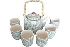 ANCIENT WISDOM Herbal Teapot Set con Infusore, Teiera Ceramica con Filtro, Green Mosaic