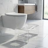 PİKAS Premium Şeffaf Pleksi Tuvalet Taburesi, Banyo ve Tuvalet İ&ccedil;in Şeffaf Tabure, Klozet Yanı Destek Taburesi, Kompakt Moder