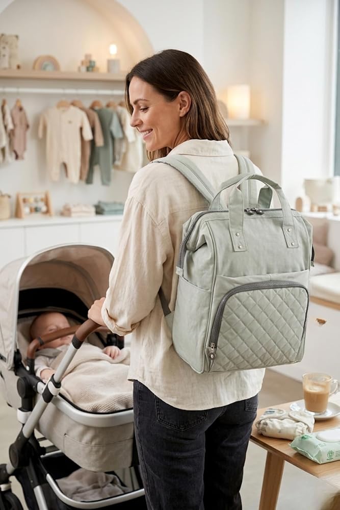 Focux-07 Klinkır Anne Bakım Bebek Çantası Anne Çantası Sırt Çantası A.GRİ