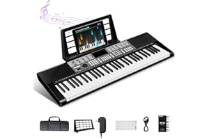 TERENCE Piano Digital 61 Teclas Altavoces HiFi Duales Piano Electrico con 51 Botones de Función en el panel Pantalla LED Teclado Dual 2 Opciones de Alimentación Soporte para Auriculares y Micrófono