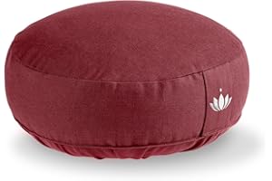 Lotuscrafts Coussin de méditation, Hauteur d'assise 10 cm, modèle Lotus Rond, Coussin de Yoga, Yoga Bolster, Housse en Coton Lavable, Rembourrage d'épeautre, Certifié GOTS