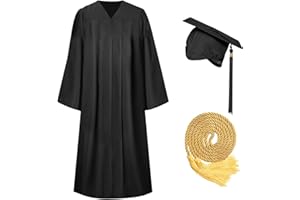 Joyesplay Graduation Gown and Cap Black,Graduation Gown with Bachelor Hat Graduation Sash Stole Tassel Black Graduation Gifts for Unisex Adults University