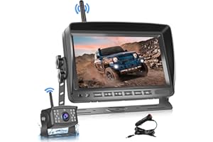 Hodozzy Telecamera Posteriore Digitale Senza Fili 7 Pollici IPS Monitor Kit AHD Telecamera Retromarcia Impermeabile Visione Notturna Registrazione Video Telecamera Posteriore Auto Senza Fili 12V-36V