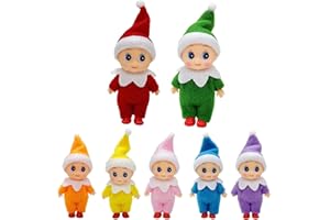 MIENOCOL 7pcs Colourful Baby Elf Doll for Boys&Girls,Christmas Elf Baby Little Christmas Elves Christmas Tradition Mini Elf Baby Doll Christmas Accessory Tiny Elf Dolls for Xmas Gift Stocking Stuffers