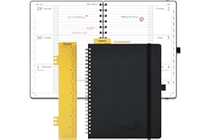 POPRUN Diary 2026 Week to View A5 (22x16.5 cm) Soft Cover Spiral Diary 26 Appointment Horizontal Weekly Work Planner, Monthly Tabs, 100GSM Paper (Black)