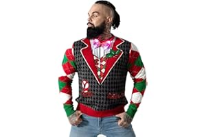 U LOOK UGLY TODAY Unisex Men's LED Christmas Jumper Light Up Novelty Rudolph Santa Reindeer Snowflakes Knitted Xmas Tree Ladies Sweater