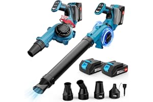 KIDOVIN Leaf Blower Cordless with 2X3000mAh Battery and Charger, Electric Garden Blowers with Turbo Boost, 210 km/h & 3 Speed Levels Battery Blower with 4 Blow Tubes for Garden, Lawn Care, Snow Removal