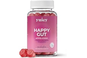 ‎YUICY yuicy® Apfelessig Gummies - Mit B12 & Folsäure für Energie, Verdauung & Stoffwechsel - Vegan & Zuckerfrei - leckerer Apfel Geschmack - Apple Cider Vinegar Gummies - 60 Stk. - HAPPY GUT