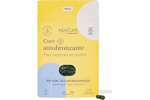 EPYCURE - Cure Autobronzante - Teint Hâlé et Bronzé Naturel sans Soleil - 98% Naturel - Pigments Végétaux, Urucum, Vitamines & Minéraux - 1 Mois - Tous Types de Peaux - Vegan - Fabriqué en France
