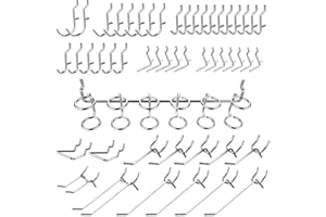 Hiltex 53106 Pegboard Hook Assortment Set, 50 Piece Heavy Duty, Pegboard Hooks for Tools, Garage & Workshops Hooks and Holders, Accessories for Craft Room, Wall Storage Shelving Peg Hooks