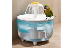 LAUDAWSUN Large Bird Bath for Cage Parakeet Indoor, Parrot Bird Shower Budgie Bath with Pump Recirculating Filtration, Automatic Bird Water Dispenser, Cat Drinking Fountain for Pet (Clear)