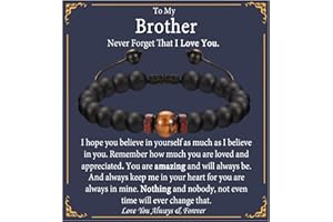 EPVID Tiger Eye Beaded Bracelet for Him - Gifts for Dad, Grandad, Son, Nephew, Brother, Grandson - Memorial & Graduation Present