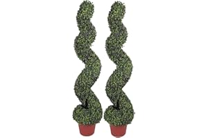Abaseen 100cm Artificial Boxwood Spiral Topiary Trees for Indoor Outdoor Decor, UV Stable Outdoor Use