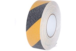 TUKA-I-AKUT [ 20Mx5cm ] Antideslizante Cinta adhesiva, Alta Tracción Fuerte Apretón Abrasivo, Cinta Autoadhesiva de seguridad, Cinta adhesiva de agarre, para interiores y exteriores. Negro y Amarillo, TKD5036