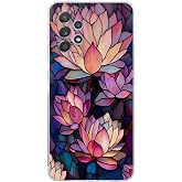 PrintiFy Samsung Galaxy A52 ile Uyumlu Vitray Sessiz Lotus Tasarımlı Şeffaf Silikon Kılıf