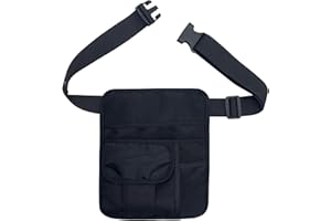 NANJIL Server Apron Waiter Waitress Pouch Restaurant Water-resistant Apron Bag with Removable Adjustable Shoulder Strap and Waist Belt for Tip, Change, Tablet, Tools, Black, 10'' x 8.46''