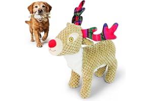 GONNCZ Hundespielzeug Weihnachten Rentier – Plüsch Quietschspielzeug für Hunde & Welpen, Interaktives Kauspielzeug, kleine, mittlere & große Hunde