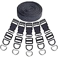 Swpeet 41Pcs 3/5 Inch DIY Making Bag Kit, Including Flat Side Release Buckles and Tri-Glide Slides and D Rings with 1 Roll 5 Yards Nylon Webbing Straps for DIY Making Luggage Strap, Pet Collar
