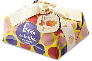 DE ANTONI Pasticceria Filippi | COLOMBA con CARAMELLO SALATO 750g | Impasto profumato e leggero con cremosi piccoli pezzi di Caramello Salato | Con Shopper Filippi in abbinata