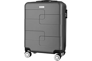 WORLD EXPLORER Cabin Suitcase | ABS Hard Shell with 360° Spinner Wheels & Com-bination Lock | Lightweight Cabin Luggage and Suitcase 34L – Ryanair Priority Size Travel Bag (Dark Grey, 55x40x20 CM)
